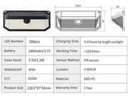 2 - Pack Solar Motion Sensor Wall Light(388 - Bead LED) - 3 Lighting Modes, IP64 Waterproof, Three - Sided Wide - Angle Lighting for Outdoor Security and Garden Lighting - danozdirect
