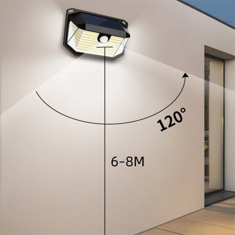 2 - Pack Solar Motion Sensor Wall Light(388 - Bead LED) - 3 Lighting Modes, IP64 Waterproof, Three - Sided Wide - Angle Lighting for Outdoor Security and Garden Lighting - danozdirect