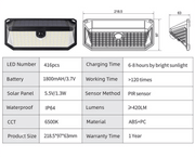 2 - Pack Solar Motion Sensor Wall Light(416 - Bead LED) - 3 Lighting Modes, IP64 Waterproof, Three - Sided Wide - Angle Lighting for Outdoor Security and Garden Lighting - danozdirect