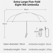2 - Pack White Ultra - Compact 5 - Fold Waterproof All - Weather Umbrella for Women - Heart Pattern, Black Glue UV Protection, 8 - Rib Frame, Portable Capsule Parasol - danozdirect
