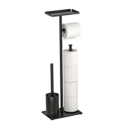 3 - in - 1 Freestanding Toilet Paper Holder - Thick Carbon Steel with Matte Black Finish, Storage Top, Paper Roll Holder, and Integrated Brush Holder - danozdirect