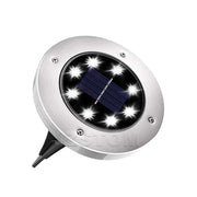 4 - Pack Classic Large 8 LED Solar In - Ground White Light Set (12 x 12 x 13 cm) - Stainless Steel Waterproof Garden Spike Lamps for Lawn & Pathway - danozdirect