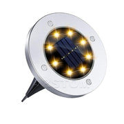 4 - Pack Classic Large 8 LED Solar In - Ground Yellow Light Set (12 x 12 x 13 cm) - Stainless Steel Waterproof Garden Spike Lamps for Lawn & Pathway - danozdirect