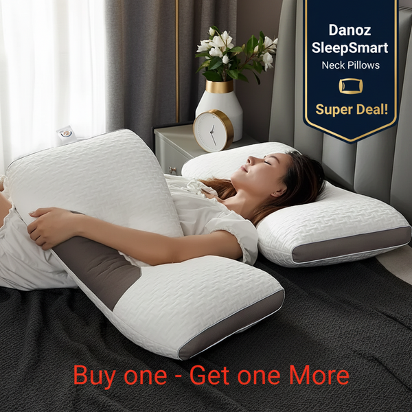 Woman lying on a bed with a unique pillow design, surrounded by a cozy bedroom setting.