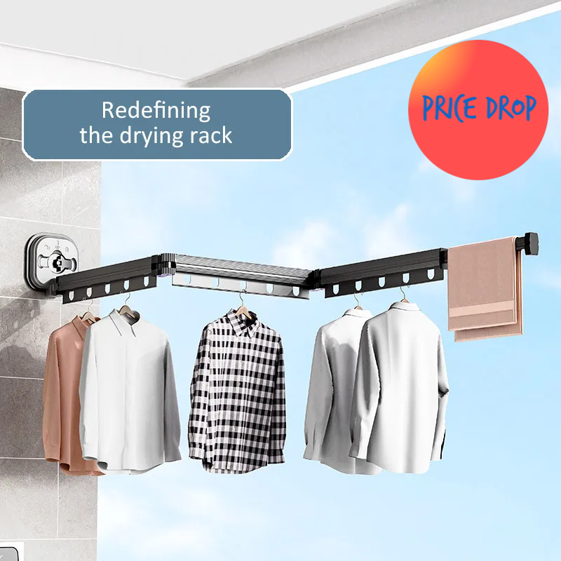 Maximize your laundry space effortlessly with Danoz Direct wall-mounted drying rack. Featuring Super strong suction cup
