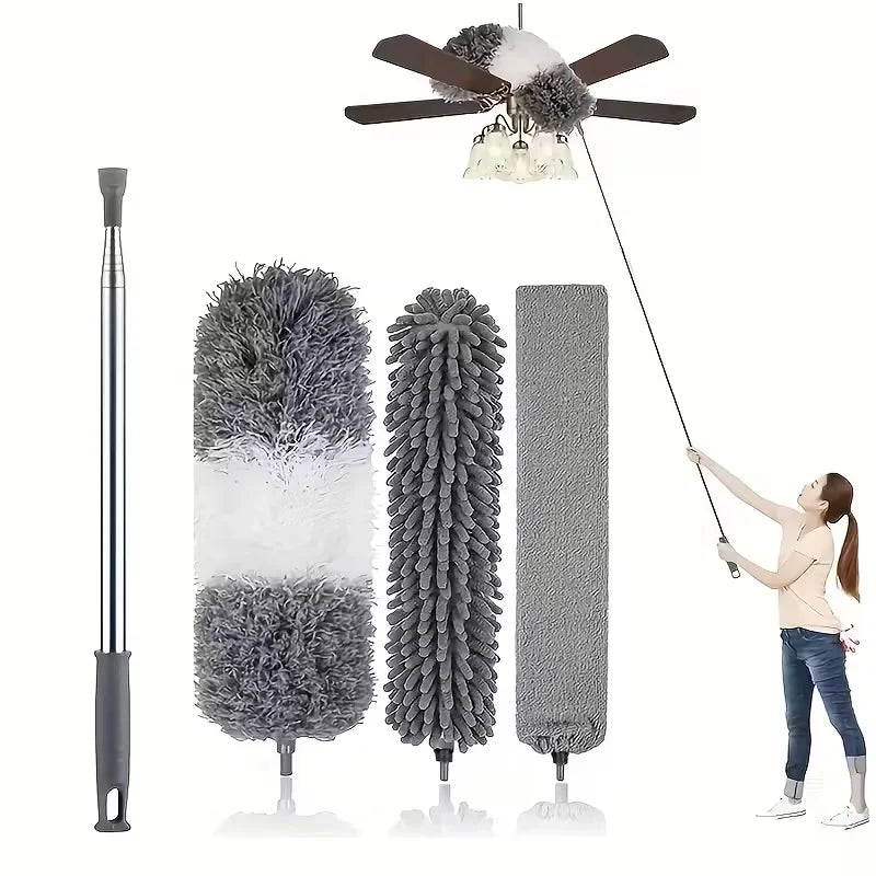 🧹 Danoz CleanSmart DusterMaster | Microfiber Duster | 112.6" Telescopic Extension Pole | High Ceilings, Fans & Spider Webs | Reusable & Washable | 4-Piece Set | Free Postage!