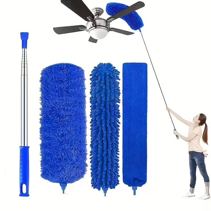 🧹 Danoz CleanSmart DusterMaster | Microfiber Duster | 112.6" Telescopic Extension Pole | High Ceilings, Fans & Spider Webs | Reusable & Washable | 4-Piece Set | Free Postage!