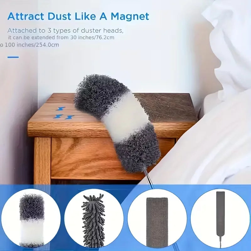 🧹 Danoz CleanSmart DusterMaster | Microfiber Duster | 112.6" Telescopic Extension Pole | High Ceilings, Fans & Spider Webs | Reusable & Washable | 4-Piece Set | Free Postage!