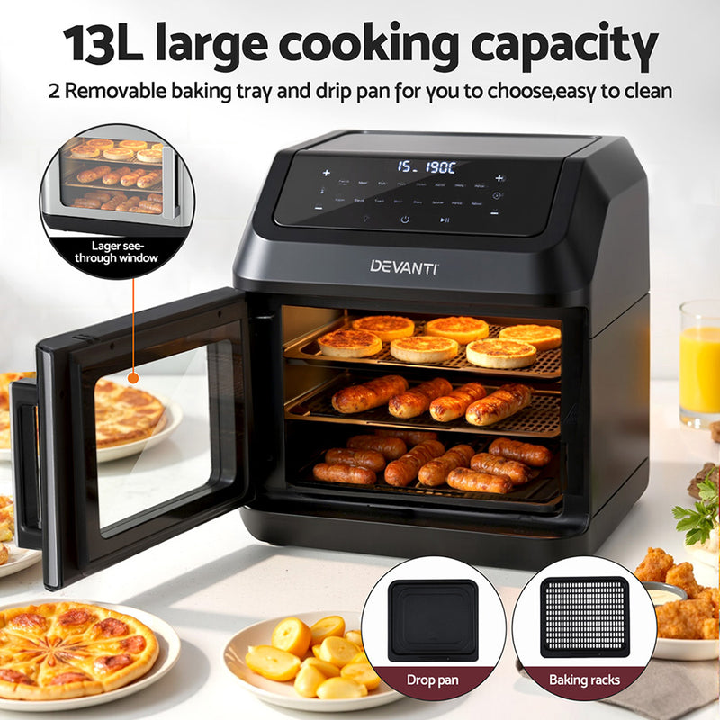 Danoz Kitchen - Devanti Air Fryer 13L LCD Fryers Oven - Super deal