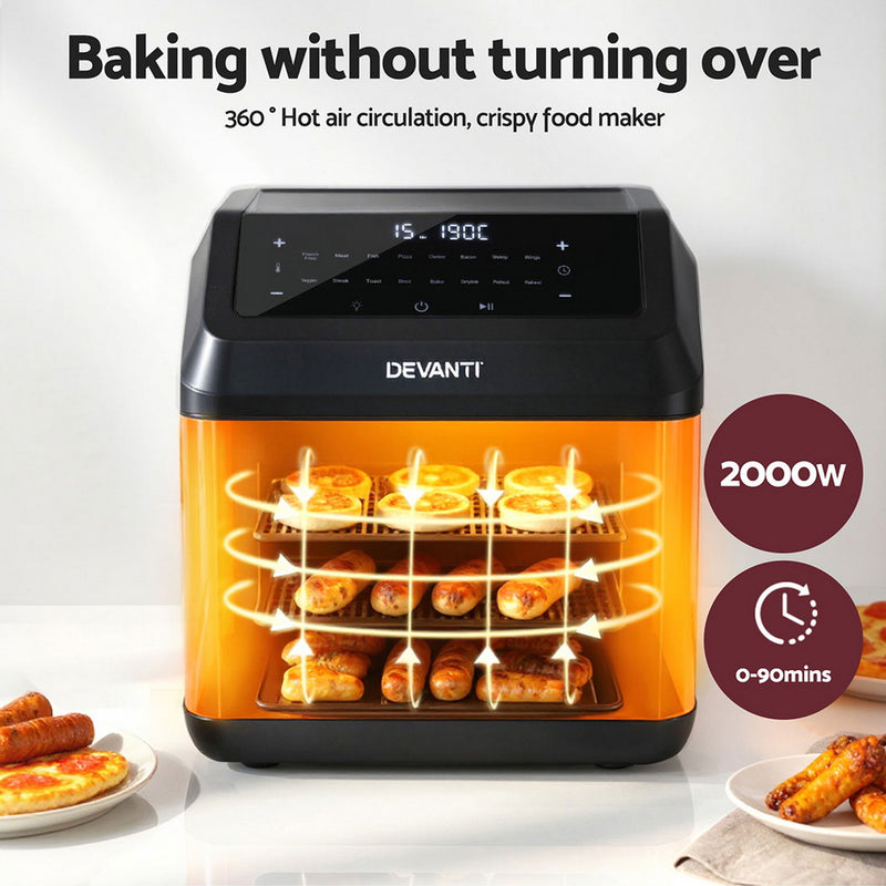 Danoz Kitchen - Devanti Air Fryer 13L LCD Fryers Oven - Super deal