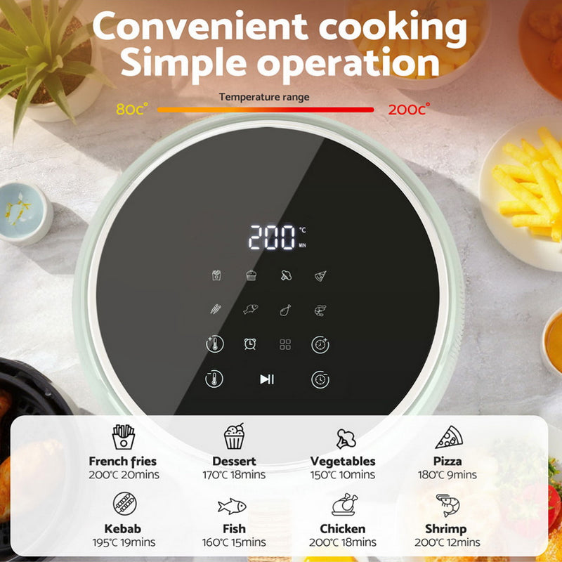 Danoz Kitchen - Devanti 5L Air Fryer Touch Control 1700W Green - Super Offer