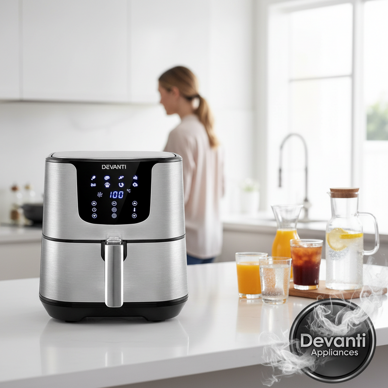 Danoz Kitchen Smart - Power of healthy cooking with Devanti Air Fryer! 7L LCD stainless - free way to enjoy your favorite fried foods