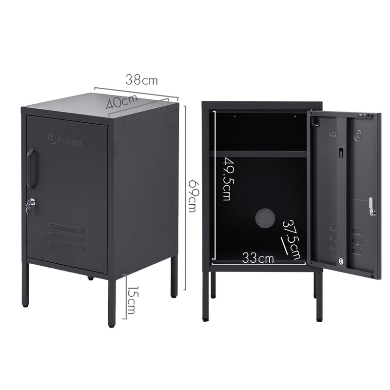 Danoz Bedrooms - ArtissIn Bedside Table Metal Cabinet - MINI Black - Free Postage!