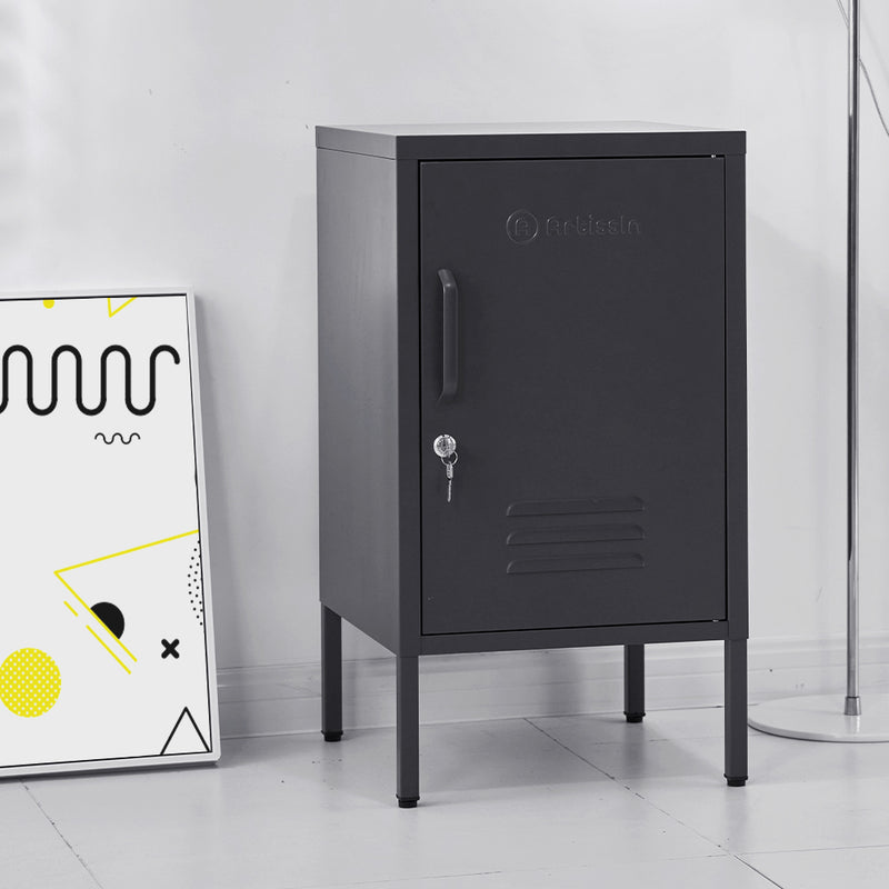 Danoz Bedrooms - ArtissIn Bedside Table Metal Cabinet - MINI Black - Free Postage!