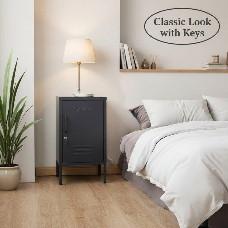 Danoz Bedrooms - ArtissIn Bedside Table Metal Cabinet - MINI Black - Free Postage!