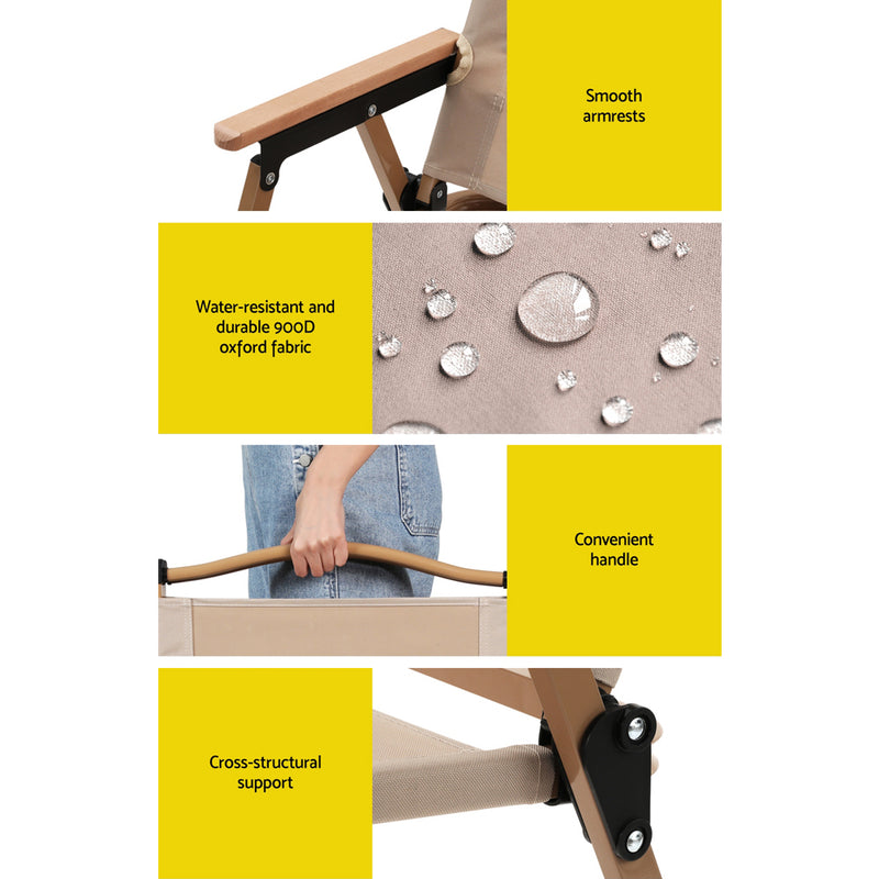 Danoz Outdoors Camping Chairs Portable Folding Beach Chair Patio Furniture