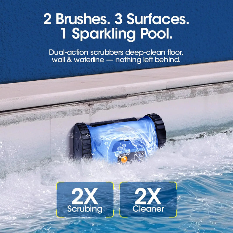🏊 Danoz PoolSmart | Seauto SAT20 Pro Cordless Robotic Pool Cleaner | 180W Brushless Motor | Sonar Navigation | Wall Climbing | 150-Min Runtime | Sky Blue & Dark Blue