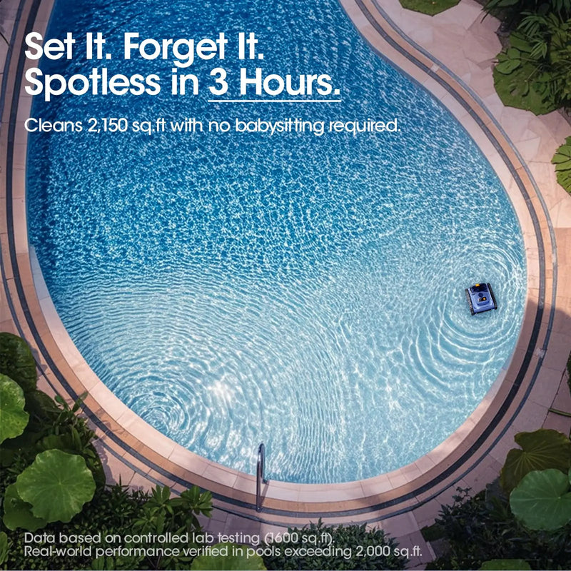 🏊 Danoz PoolSmart | Seauto SAT20 Pro Cordless Robotic Pool Cleaner | 180W Brushless Motor | Sonar Navigation | Wall Climbing | 150-Min Runtime | Sky Blue & Dark Blue