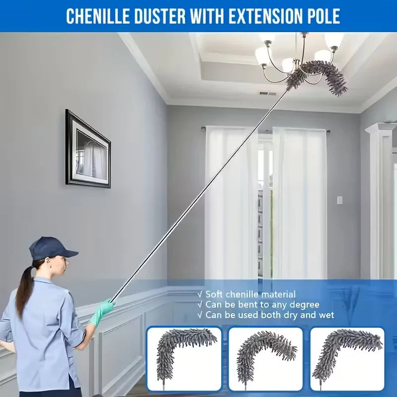 🧹 Danoz CleanSmart DusterMaster | Microfiber Duster | 112.6" Telescopic Extension Pole | High Ceilings, Fans & Spider Webs | Reusable & Washable | 4-Piece Set | Free Postage!