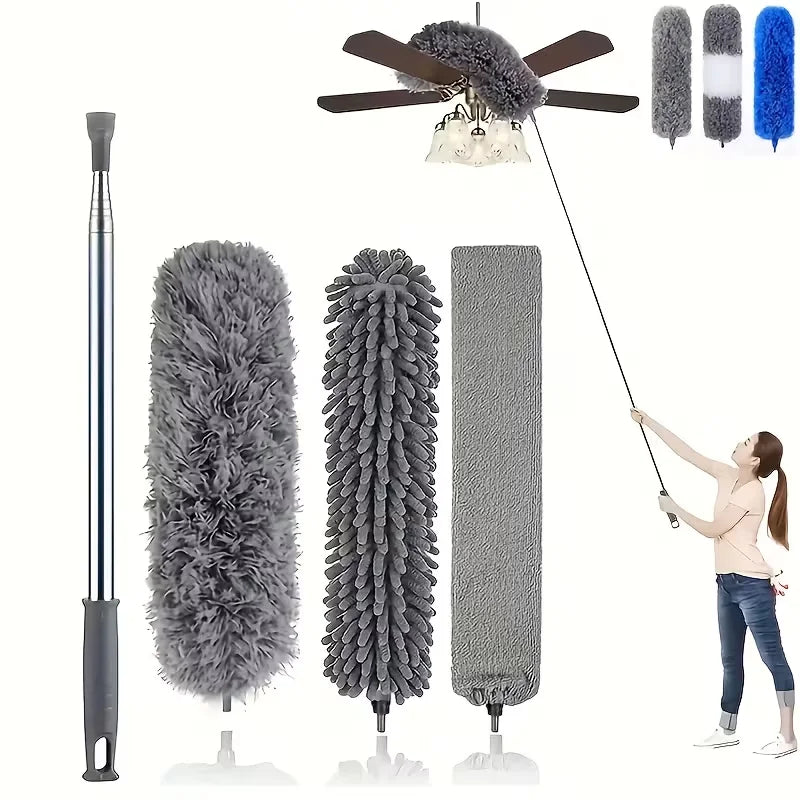 🧹 Danoz CleanSmart DusterMaster | Microfiber Duster | 112.6" Telescopic Extension Pole | High Ceilings, Fans & Spider Webs | Reusable & Washable | 4-Piece Set | Free Postage!