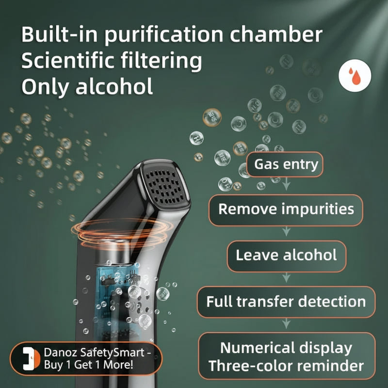 Alcohol purification device with text on a green background