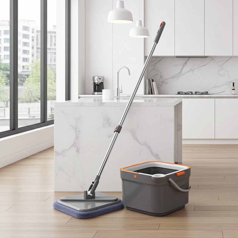🧹 Danoz CleanSmart | SpinClean Mop with Bucket | Self-Cleaning | Hand-Free | 360° Rotatable | 2 Washable Pads | Multi-Surface Cleaning