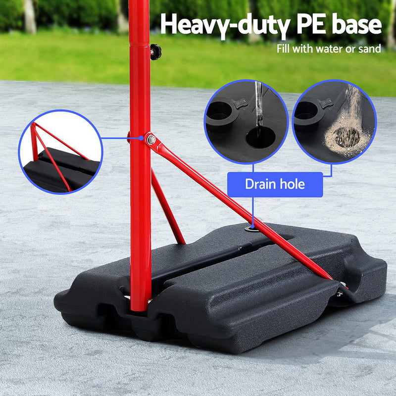 🏀 Danoz SportSmart | Everfit 1.6M Kids Basketball Hoop Stand | Adjustable Height 1.15–1.6M | Portable | Steel Frame | Red & Black