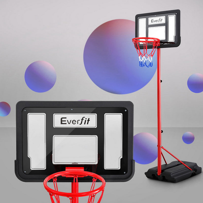 🏀 Danoz SportSmart | Everfit 1.6M Kids Basketball Hoop Stand | Adjustable Height 1.15–1.6M | Portable | Steel Frame | Red & Black
