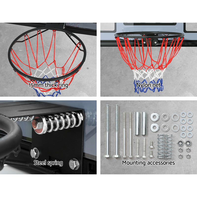 Danoz Sports - Everfit 45" Basketball Hoop Backboard Wall Mounted Ring Net Sports Pro System