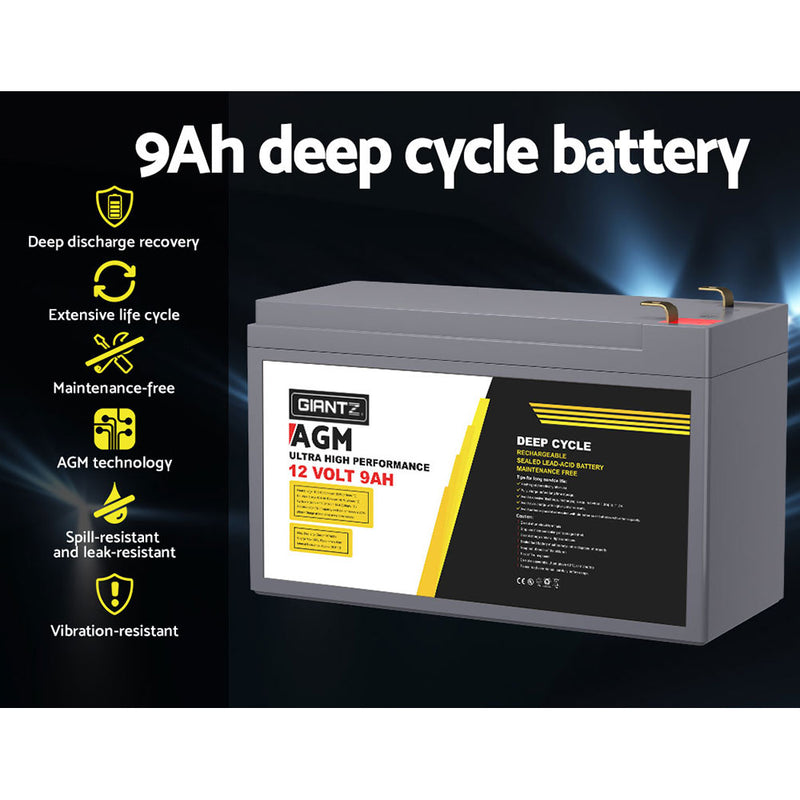Power up your adventures with Danoz Giantz AGM Deep Cycle Battery – the reliable energy companion for caravans, camping trips, and off-grid solar setups