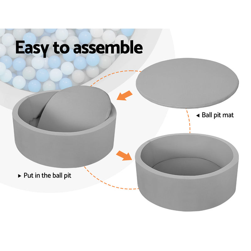 Danoz Kids - Keezi Kids Ball Pit 90x30cm Ocean Foam Play Pool Barrier Toys Children Grey