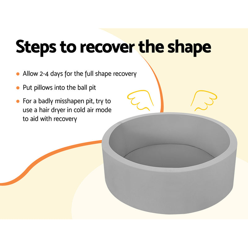 Danoz Kids - Keezi Kids Ball Pit 90x30cm Ocean Foam Play Pool Barrier Toys Children Grey