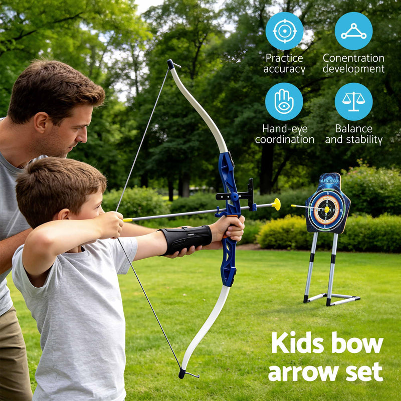 🏹 Danoz KidSmart | Keezi Kids Bow & Arrow Archery Set | Freestanding Target | Suction Cup Arrows | Ages 6+ | Indoor & Outdoor