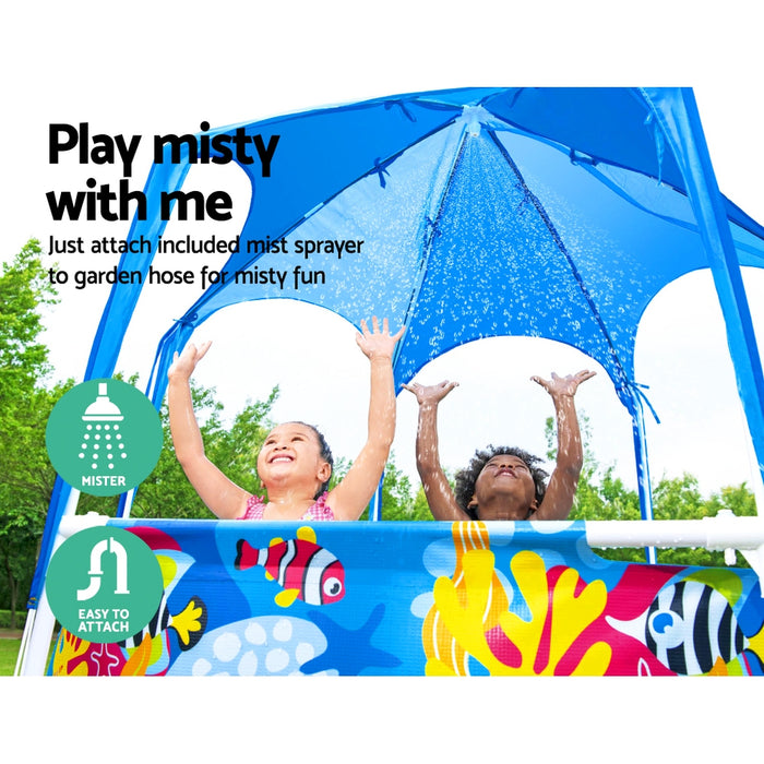 Danoz Pools 🏊 Bestway Kids Pool 183x51cm Steel Frame Swimming Play Pools Canopy 930L