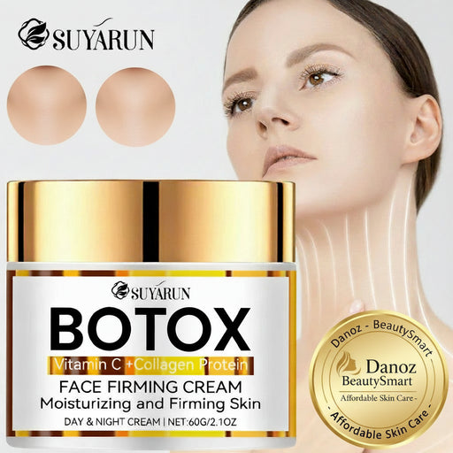 SUYARUN BOTOX face firming cream with a woman showing off her skin.