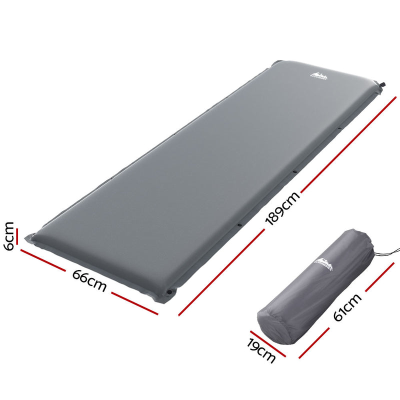 Danoz Direct - Weisshorn Self Inflating Mattress Camping Sleeping Mat Air Bed Pad Single Grey