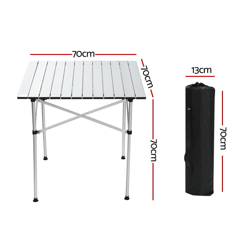 Danoz Outdoors - Weisshorn Folding Camping Table 70CM Roll Up Outdoor Picnic BBQ Aluminium Desk