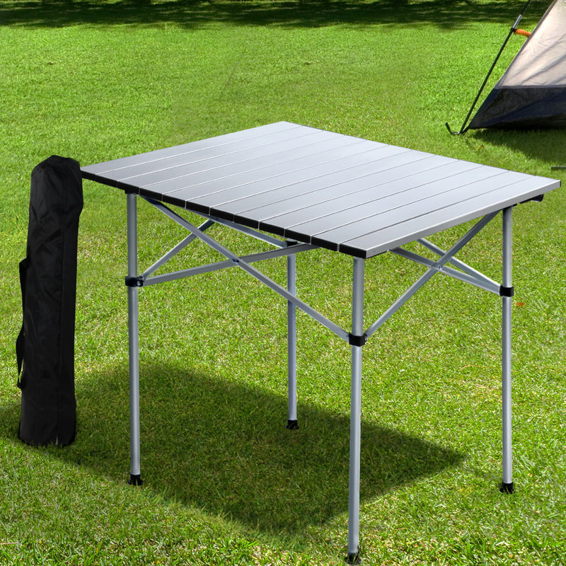 Danoz Outdoors - Weisshorn Folding Camping Table 70CM Roll Up Outdoor Picnic BBQ Aluminium Desk