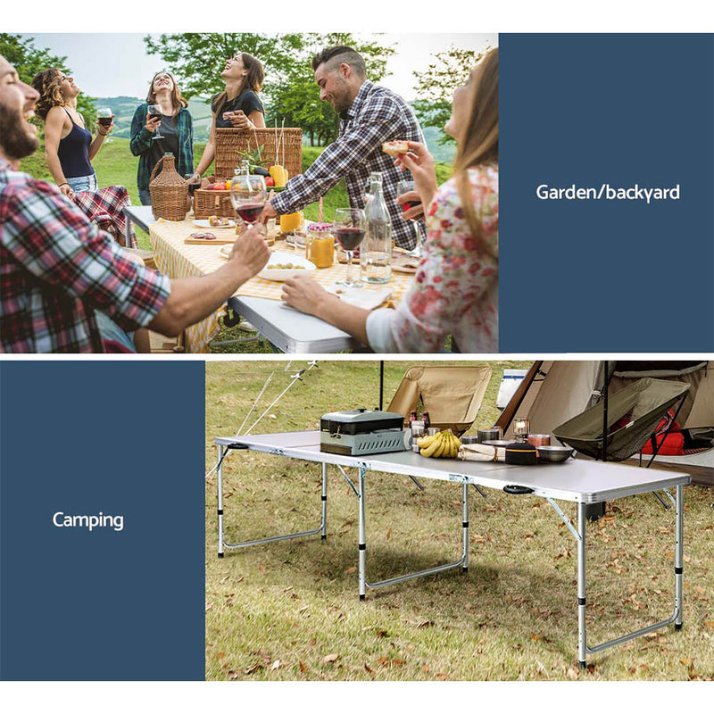 Danoz Outdoors - Weisshorn Folding Camping Table 240CM Portable Outdoor Picnic BBQ Aluminium Desk