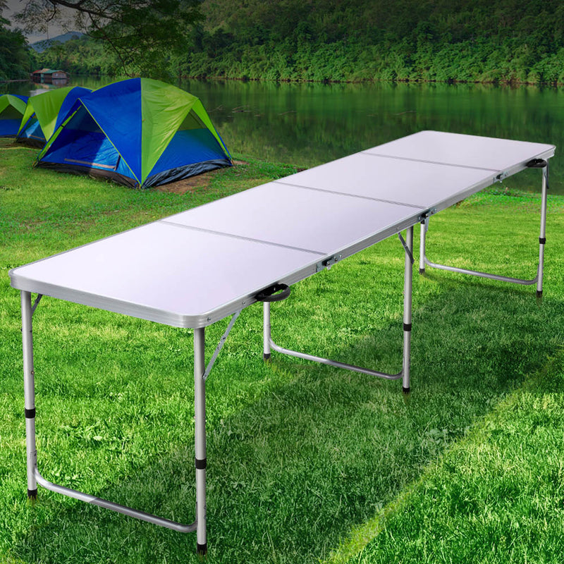 Danoz Outdoors - Weisshorn Folding Camping Table 240CM Portable Outdoor Picnic BBQ Aluminium Desk