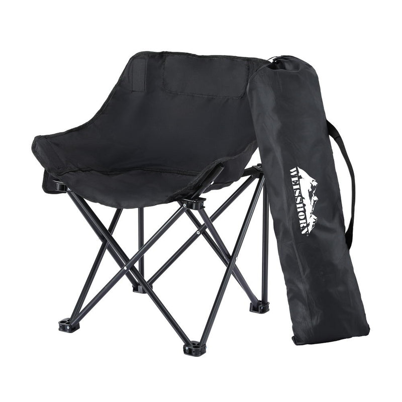 Danoz Camping - Weisshorn Folding Camping Moon Chair Portable Seat Weight Capacity 120KG Black