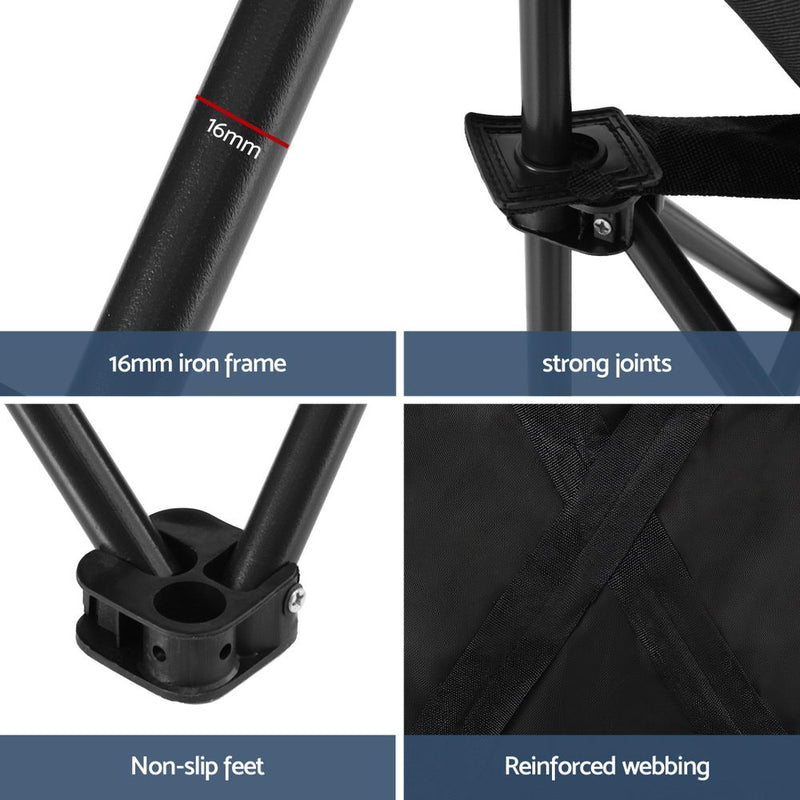 Danoz Camping - Weisshorn Folding Camping Moon Chair Portable Seat Weight Capacity 120KG Black