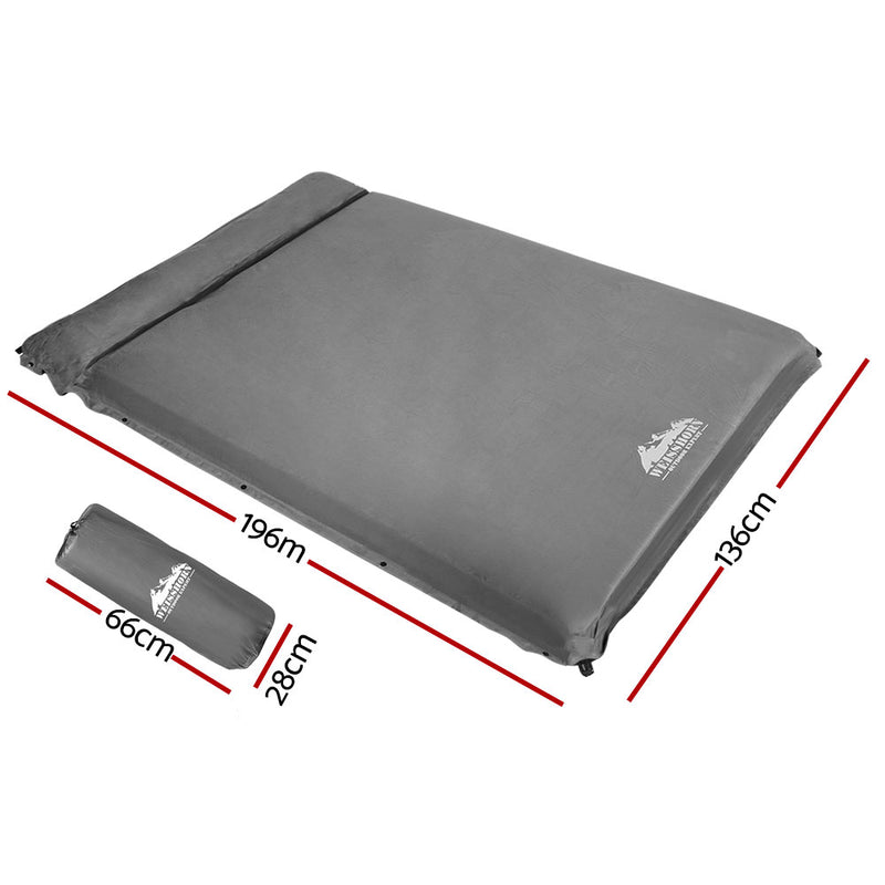 Danoz Camping - Weisshorn Self Inflating Mattress 10CM Camping Sleeping Mat Air Double Grey
