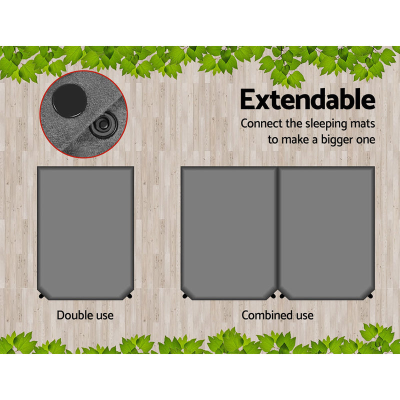 Danoz Camping - Weisshorn Self Inflating Mattress 10CM Camping Sleeping Mat Air Double Grey