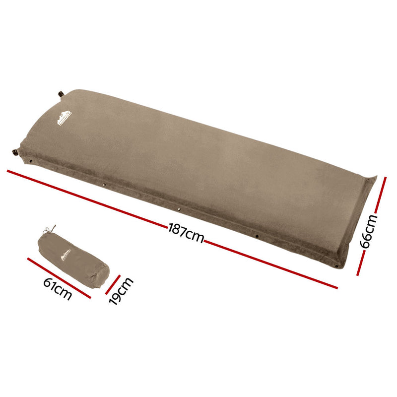 Danoz Camping - Weisshorn Self Inflating Mattress Camping Sleeping Mat Air Bed Single Coffee