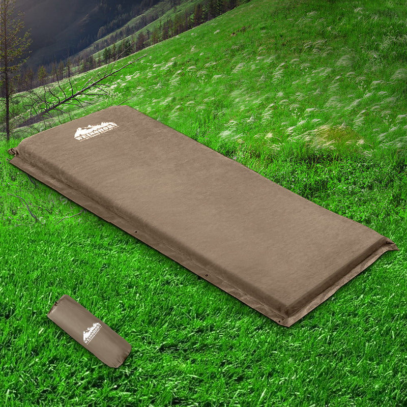 Danoz Camping - Weisshorn Self Inflating Mattress Camping Sleeping Mat Air Bed Single Coffee