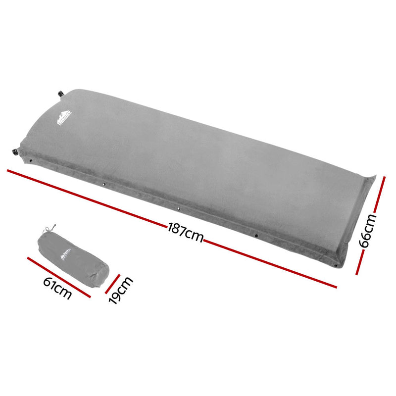 Danoz Camping - Weisshorn Self Inflating Mattress Camping Sleeping Mat Air Bed Single Grey