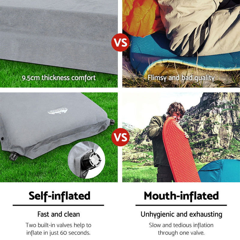 Danoz Camping - Weisshorn Self Inflating Mattress Camping Sleeping Mat Air Bed Single Grey