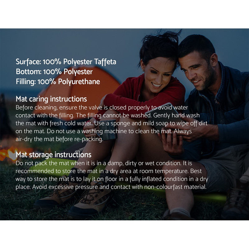 Danoz Direct - Weisshorn Self Inflating Mattress Camping Sleeping Mat Air Bed Pad Double Green