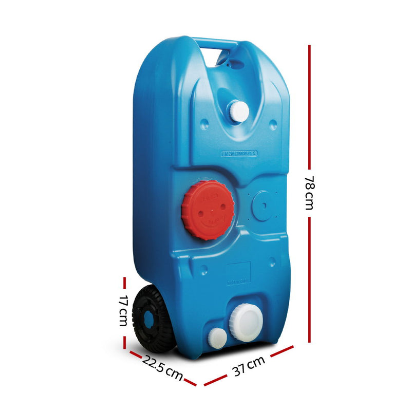 Danoz Direct - Weisshorn 40L Portable Wheel Water Tank Camping Caravan Storage Blue